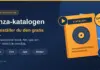 Grafik med texten "Ginza-katalogen – så beställer du den gratis" bredvid en illustrerad postorderkatalog med skiva, filmsymbol, spelkontroll och en gratisstämpel.