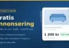 Grafik med rubriken "Gratis annonsering" bredvid en illustrerad köp- och säljannons för en soffa till 1 200 kr med märkningen "0 kr i avgift".
