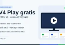 TV4 Play gratis – så tittar du utan att betala Grafik med rubriken ”TV4 Play gratis – så tittar du utan att betala” bredvid en illustrerad tv-skärm med uppspelningsknapp och en grön ”0 kr”-symbol.