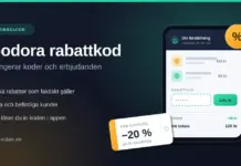Foodora rabattkod: så fungerar koder och erbjudanden Illustration med rubriken ”Foodora rabattkod – så fungerar koder och erbjudanden” bredvid en mobilskärm där en rabattkod löses in i en matbeställning och en kupong som ger 20 procent rabatt.