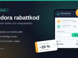 Foodora rabattkod: så fungerar koder och erbjudanden Illustration med rubriken ”Foodora rabattkod – så fungerar koder och erbjudanden” bredvid en mobilskärm där en rabattkod löses in i en matbeställning och en kupong som ger 20 procent rabatt.