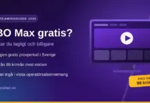 HBO Max gratis: finns det och vilka lagliga sätt funkar 2026? Illustration med texten "HBO Max gratis?" bredvid en tv-skärm med uppspelningsknapp, som visar att det inte finns någon gratis provperiod i Sverige och att priset börjar på 89 kr/mån.