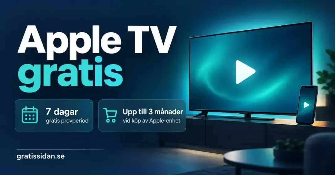 Apple TV+ gratis – så funkar provperioden och 3 månader via köp Grafik med en tv och mobil samt information om Apple TV:s kostnadsfria provperiod på sju dagar och upp till tre månader gratis vid köp av en Apple-enhet.