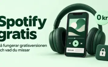 Spotify gratis – så fungerar gratisversionen och vad du missar Illustration om Spotify gratis med hörlurar, en mobil med musikspelare och reklam samt en nollkronorssymbol och ett hänglås för begränsade funktioner.